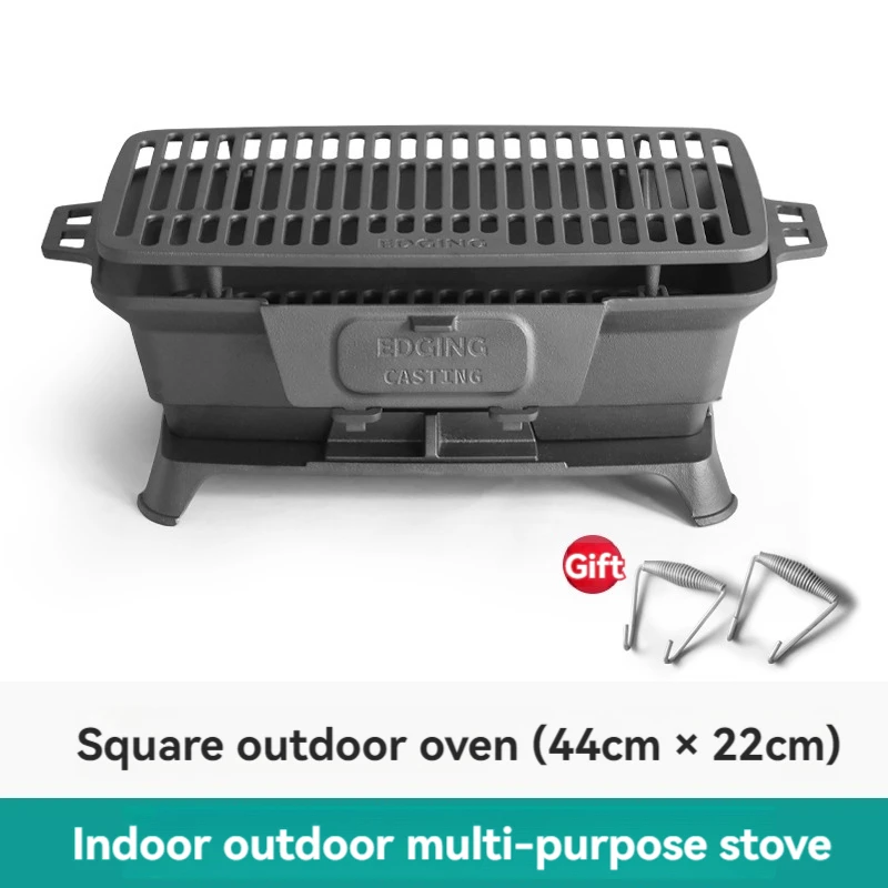 Camping Cooking Cast Iron - Uncoated barbecue charcoal stove, barbecue charcoal