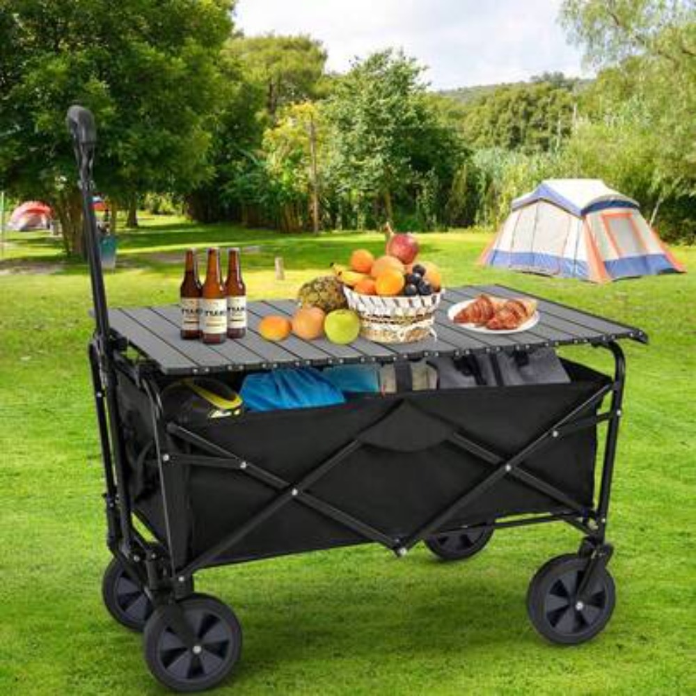 Camping Cooking Table Foldable - Garden Cart Folding Wagon Collapsible Heavy