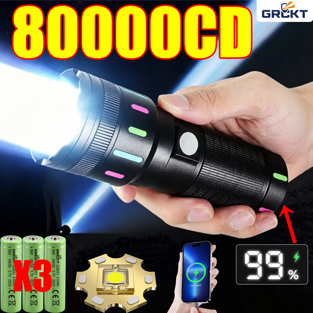 Camping Cooking Fish - 80000CD Most Powerful LED Flashlight High