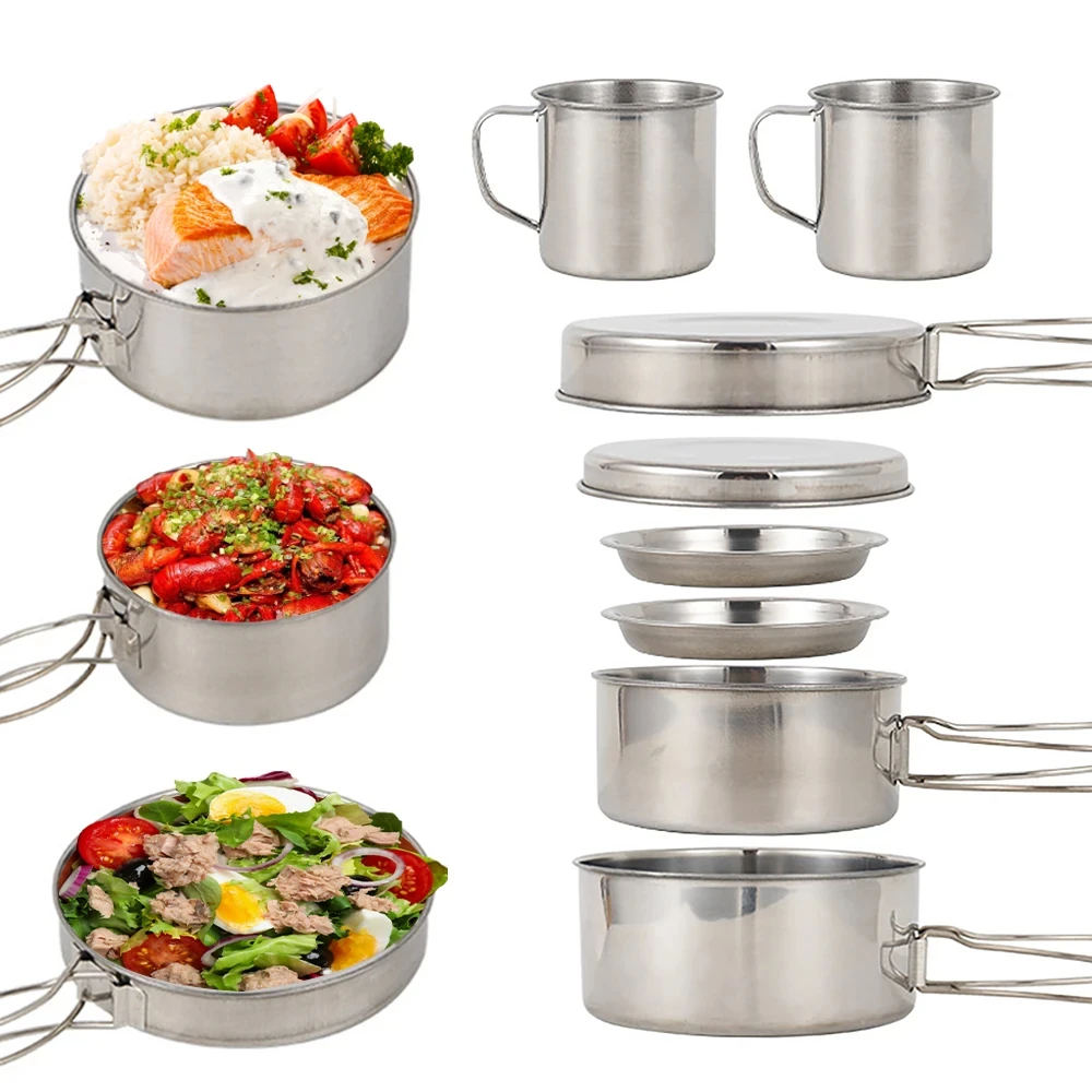 8pcs/Set Camping Cookware Mess - Camping Cooking Plate recension och pris