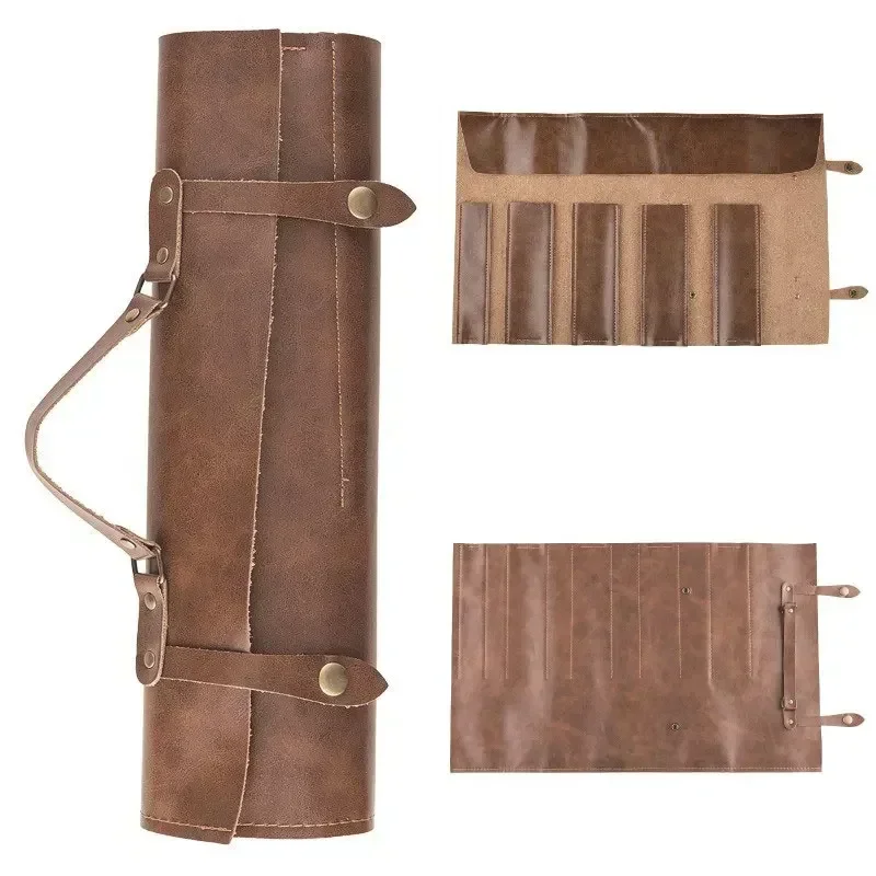 Leather Chef Knife Bag Portabl - Camping Cooking Roll recension och pris
