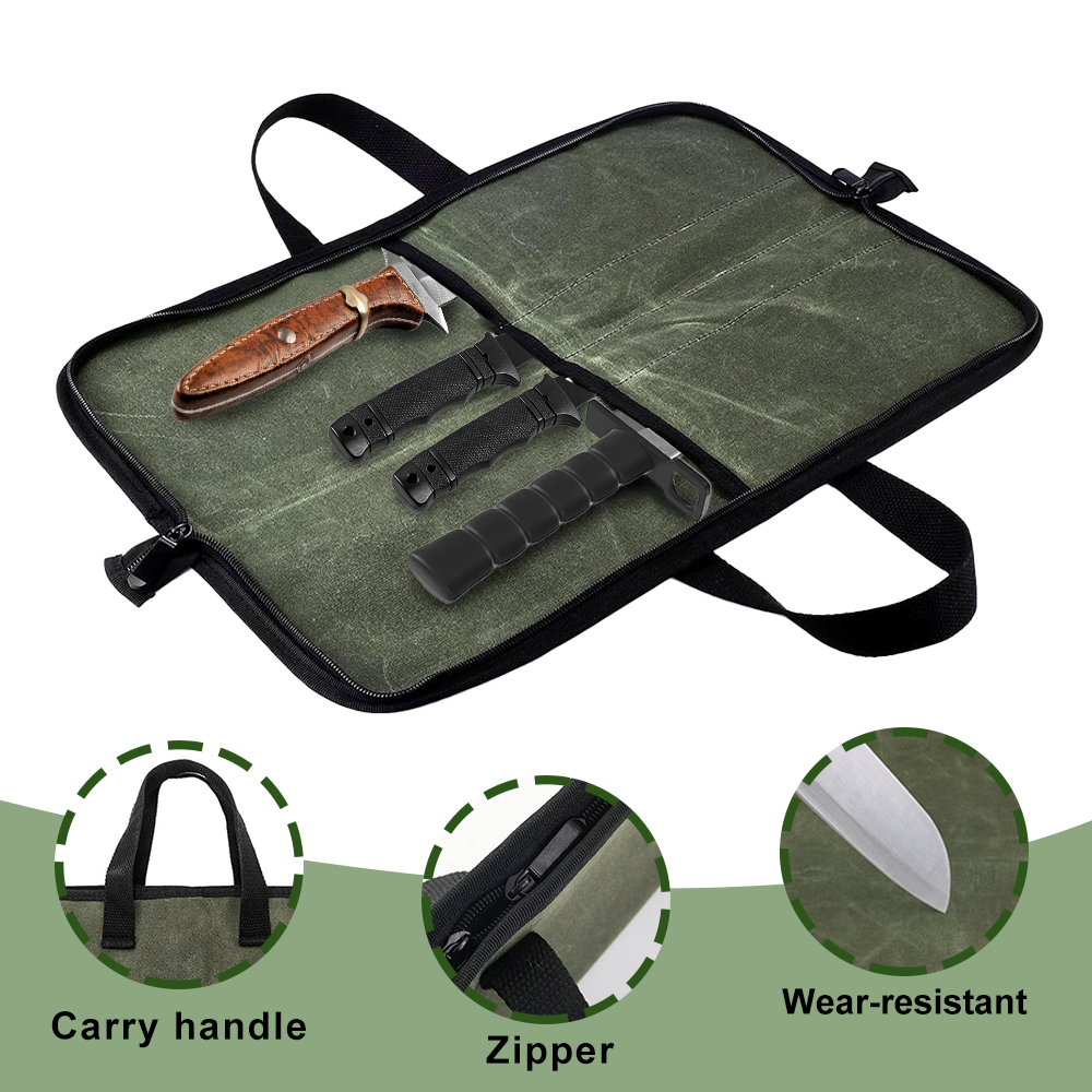 Waxed Canvas Knife Roll Bag Mu - Camping Cooking Roll recension och pris