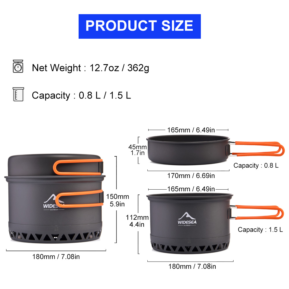 Widesea Camping Pot 1.3L 2.3L  - Camping Cooking Set Jetboil recension och pris