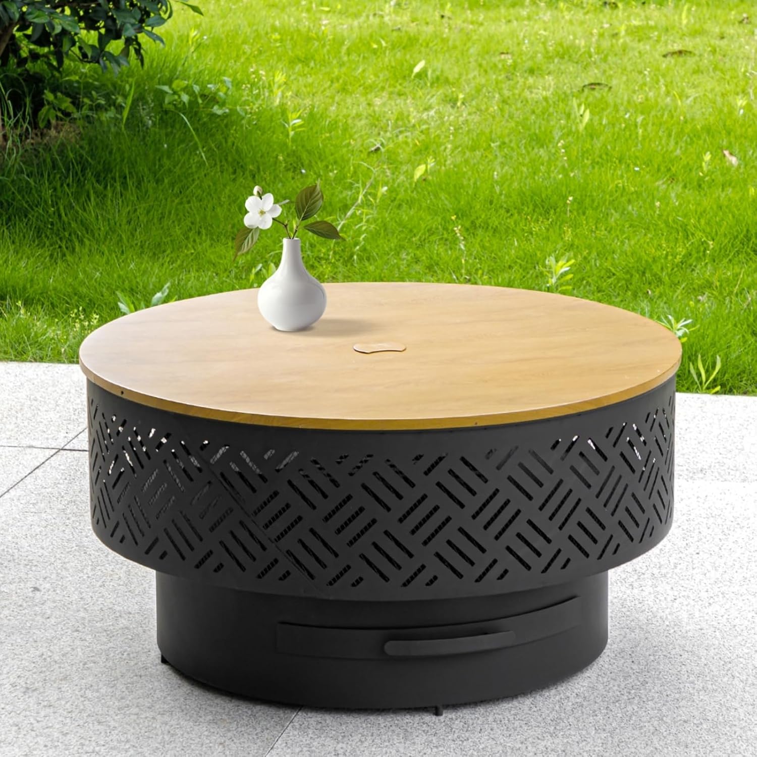 32 Inch Round Metal Wood Burni - Camping Cooking Table recension och pris