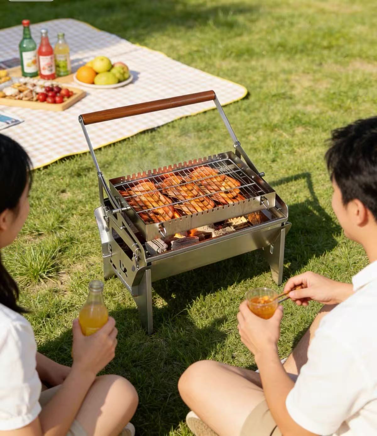 Flip Charcoal Barbecue Grill w - Camping Cooking Mesh recension och pris