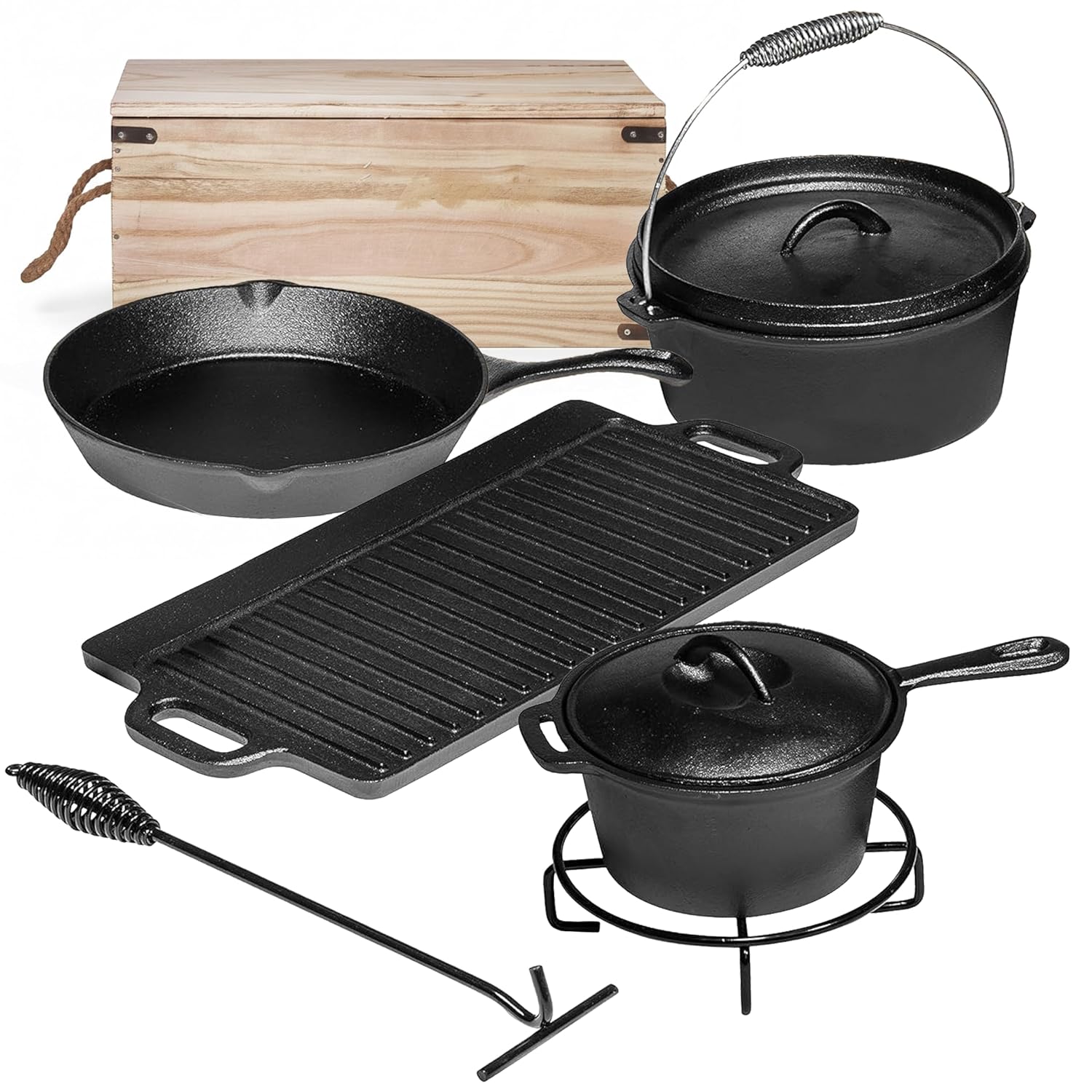 Camping Cooking Set Of 7. Pre  - Camping Cooking Cast Iron recension och pris