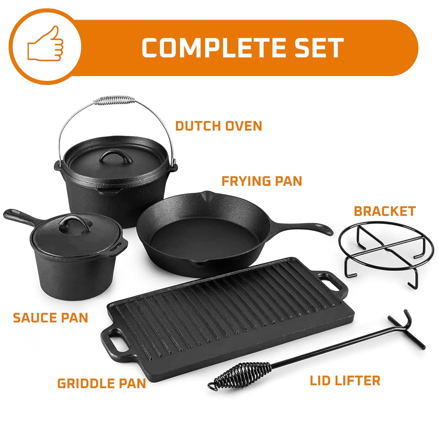 Camping Cooking Set Of 7. Pre  - Camping Cooking Cast Iron recension och pris