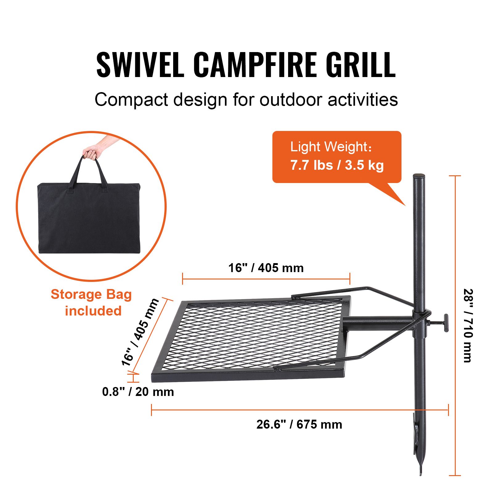 Swivel Campfire Grill, Fire Pi - Camping Cooking Open Fire recension och pris